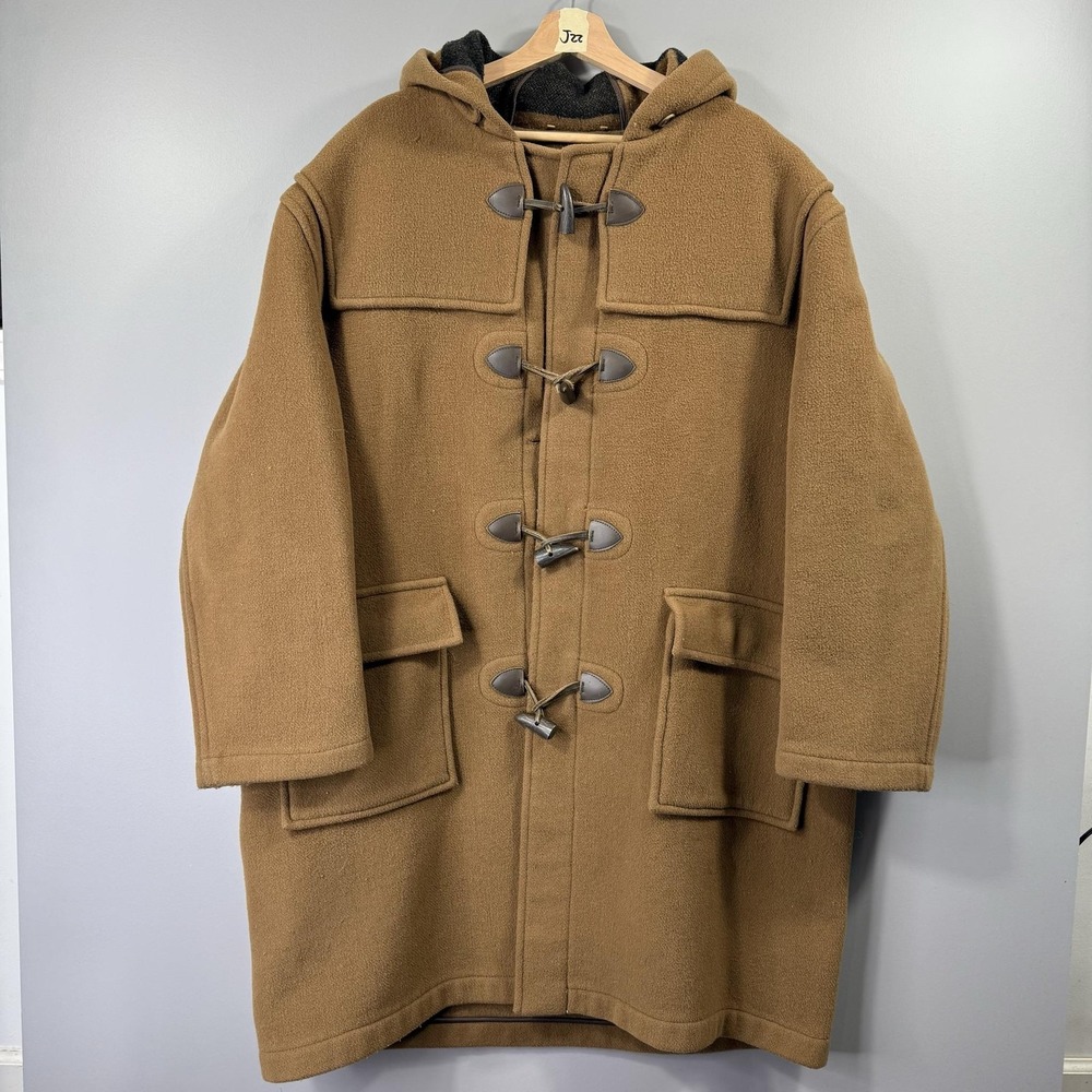 Brooks Brothers Coat Mens XL Brown Wool Hooded Duffle Toggle Parka Made England